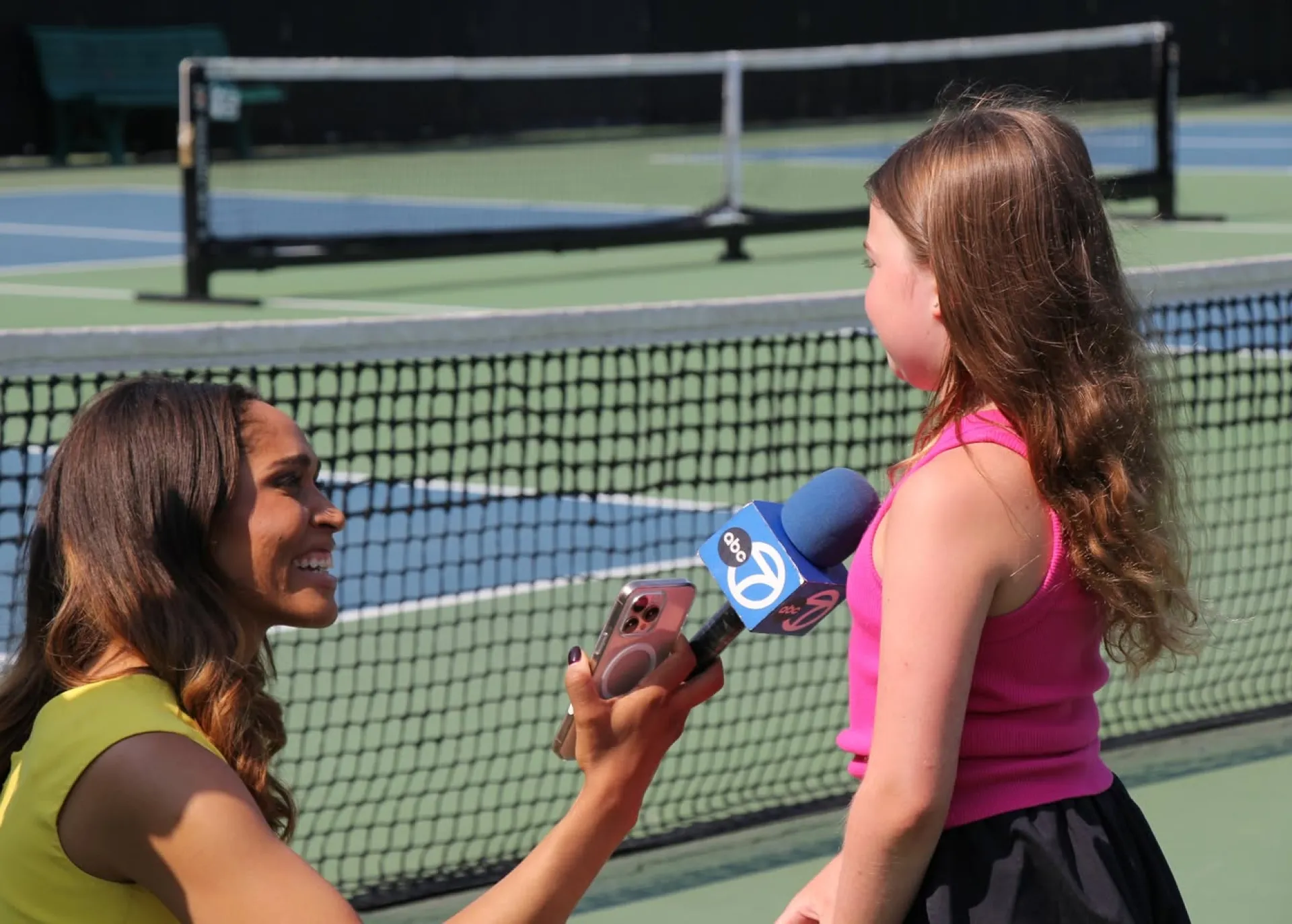 Young girl being interviewed at Worlds Largest Pickleball Lesson